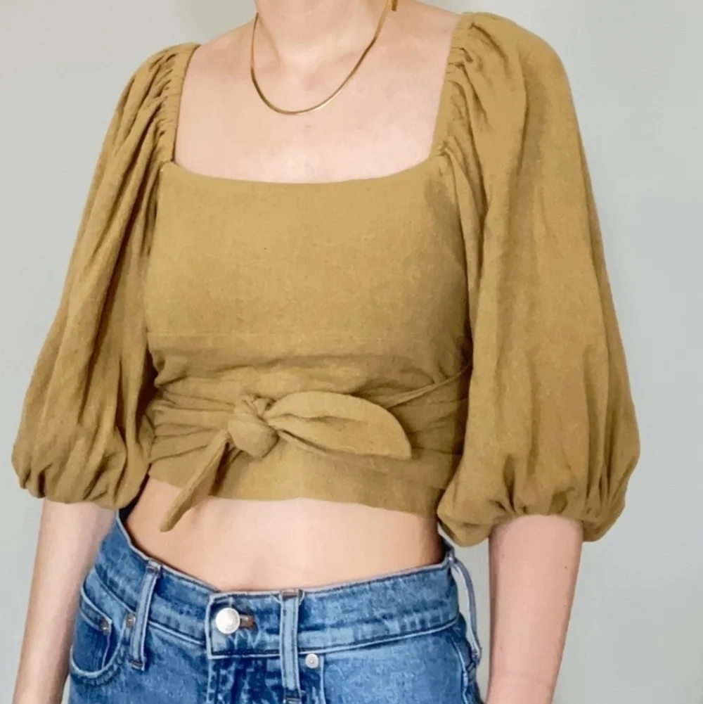 Jen's Pirate Booty for Free People Mint Green Puff Sleeve Top